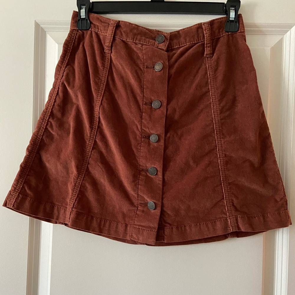 button down corduroy mini skirt